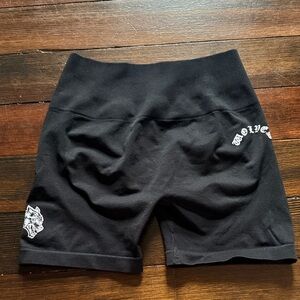 Darc Sport Black High-Waist Bike Shorts with White Graphic Accents